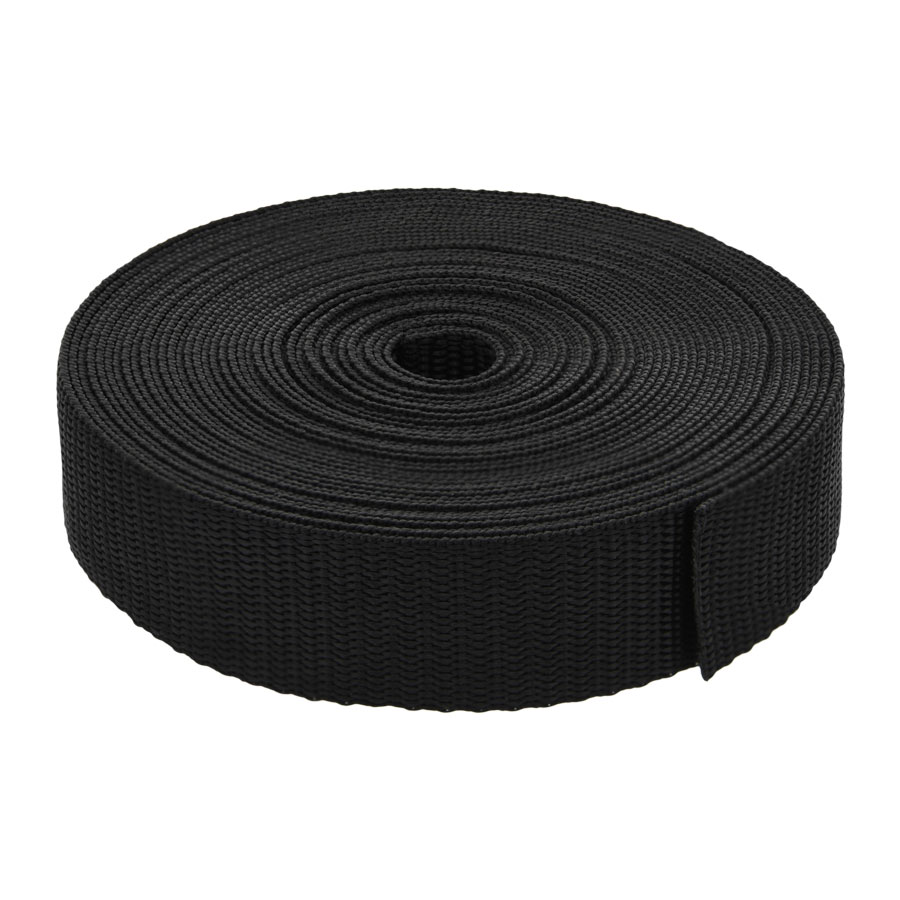 1 inch Black Polyester Webbing 1500 lbs