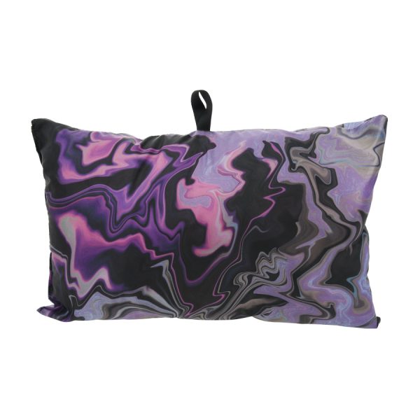 fabric pillow with purple liquid print