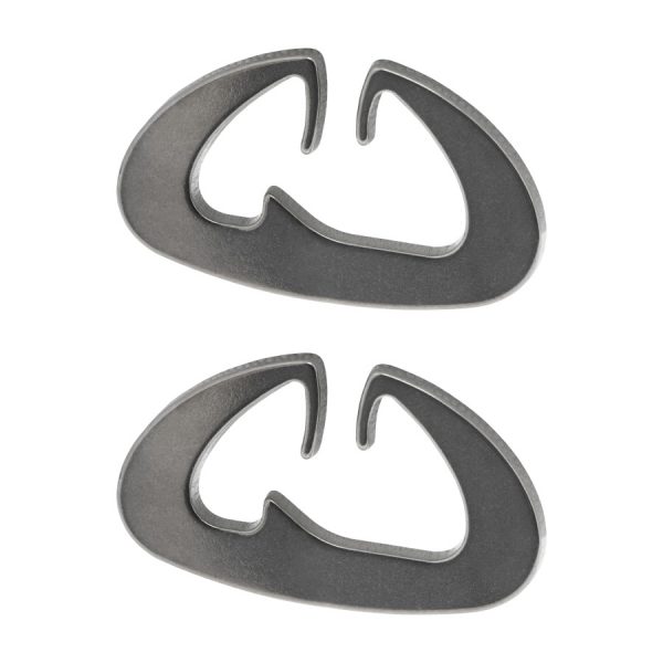 Pair of Titanium Dutch Clips used for webbing based hammock suspensions from Dutchware Gear