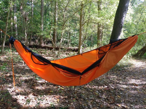 Extra Wide Half Zipped Hammock with Top Cover Down