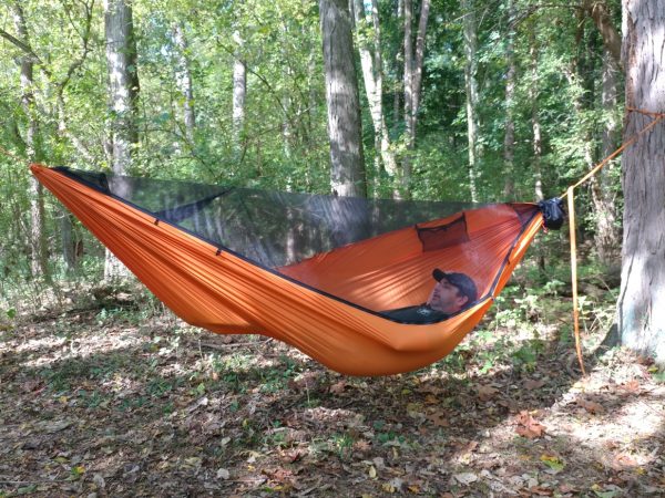 Orange Half Zipped Extra Wide Hammock with Mesh Top Cover