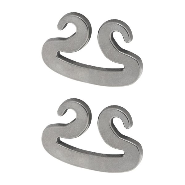 Pair of not spliced Mantis clips used for daisy chain webbing for suspension of hammocks from Dutchware Gear
