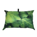 fabric pillow with green leaf print