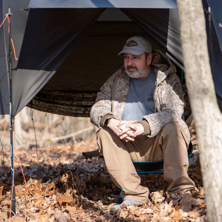 Hammock tarp outlet with doors