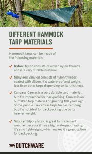 different hammock tarp materials